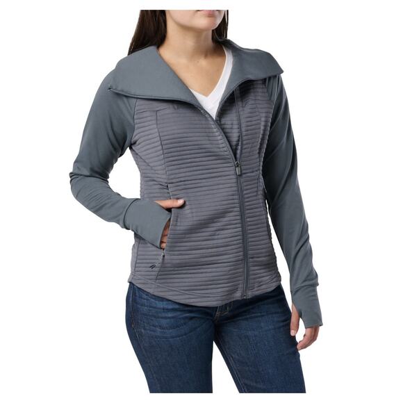 5.11 Tactical Womens Medium Gray Crystal Hybrid Jacket Full Zip Pocket Thumbhole - Picture 6 of 15